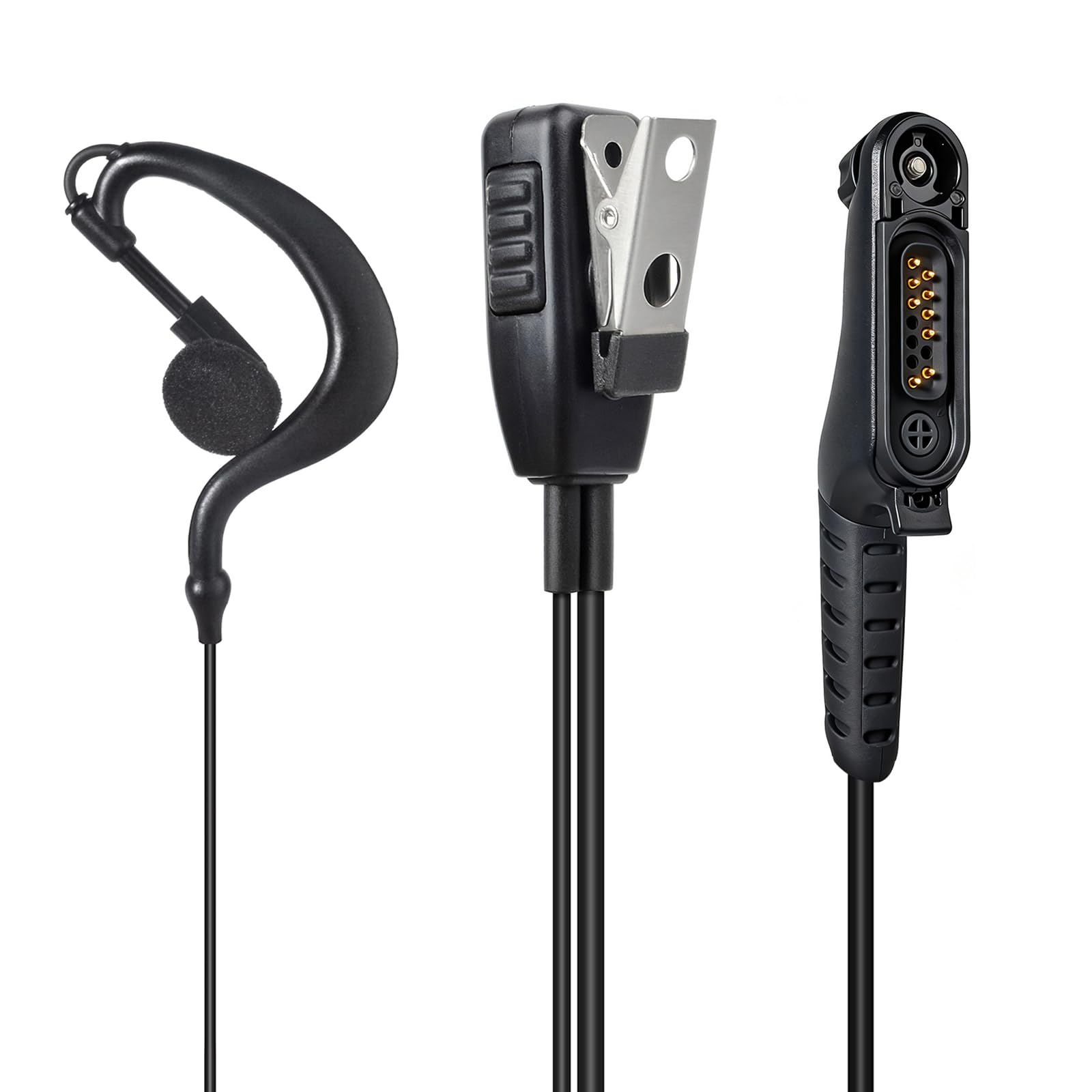 HYSHIKRA Multi Pin Walkie-Talkie Earpiece Headset with Mic Compatible with Motorola R7 N30 N50 N70, ION and MXP600 Two Way Radio for Security Bodyguard (G Shape) — view 2