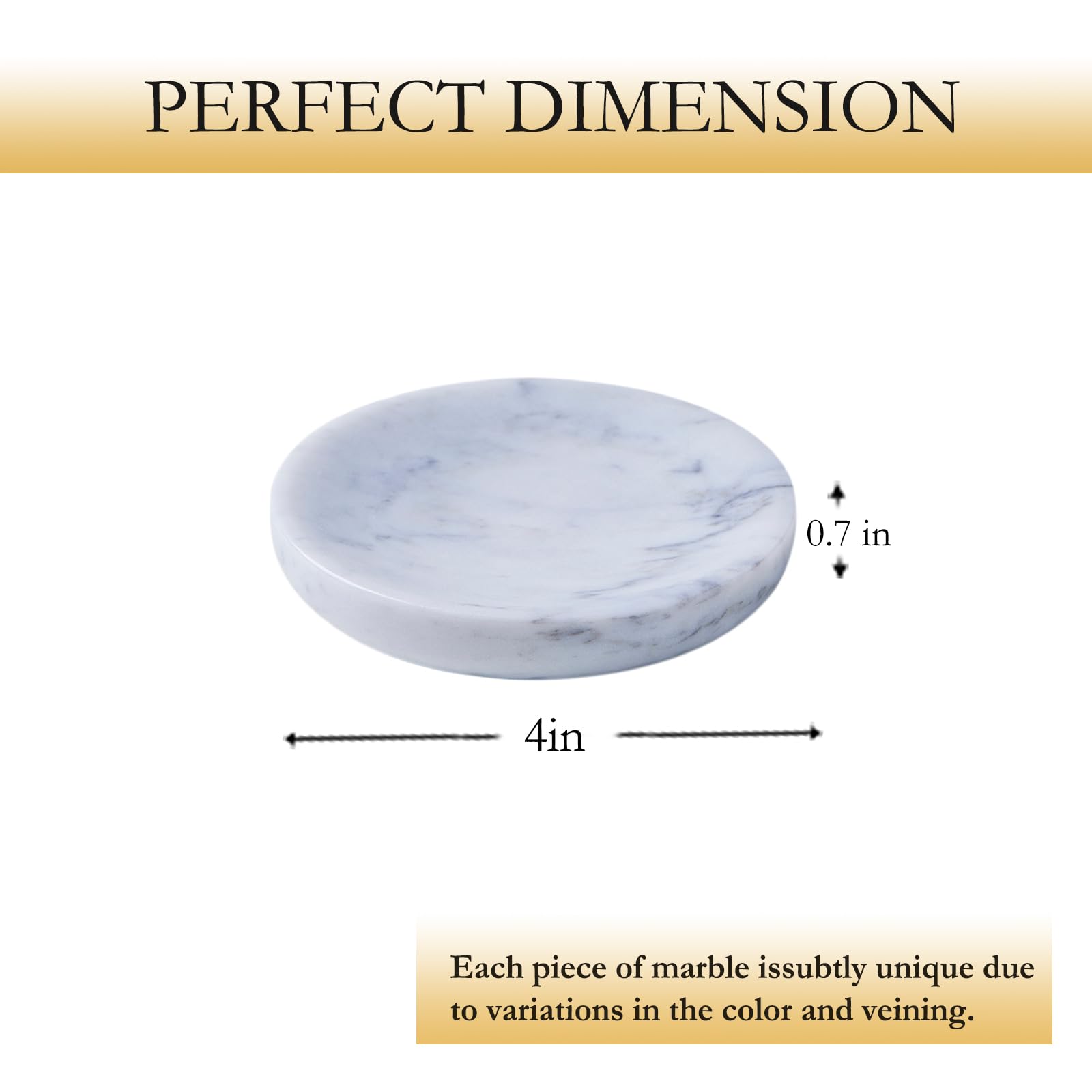 MAGPER HOME Round Marble Soap Dish, Jewelry Tray, Natural Ring Holder,Nightstand Décor,Stone Soap Dish for Bathroom,Kitchen(Carrara White)