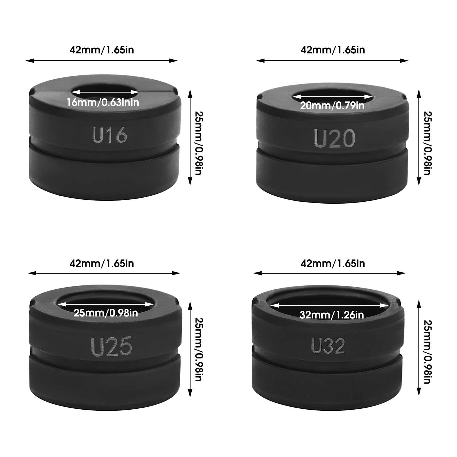 Pinza di pressatura 16~32 con profilo a U, adatta per tubi da 16 mm, 20 mm, 25 mm e 32 mm. Gli accessori della pinza di pressatura sono adatti per la pressatura di tubi PEX e PB