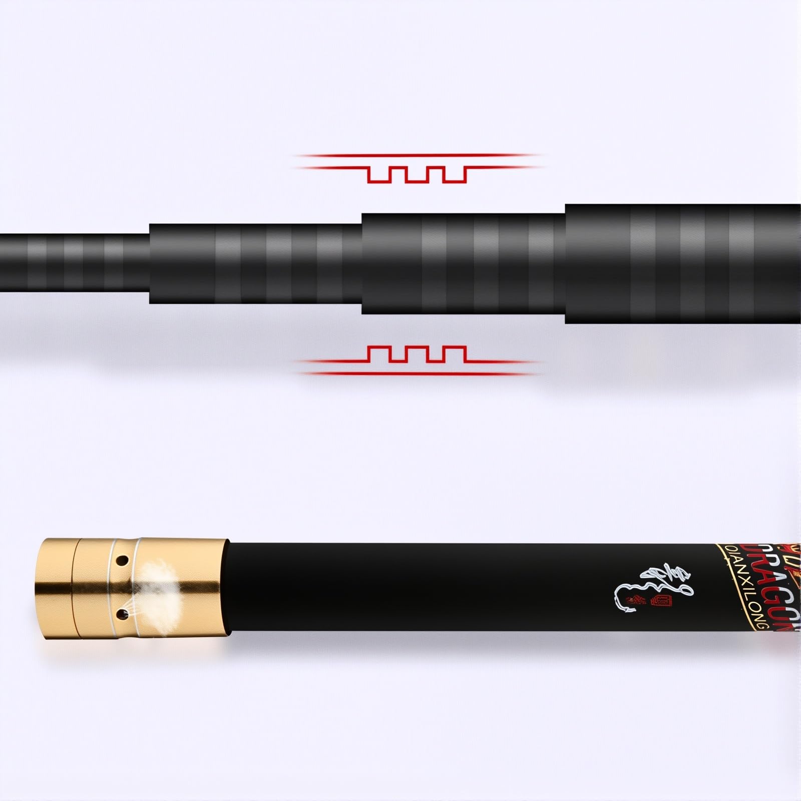 Canne à pêche télescopique en Carbone 8m-16m Ultra-LéGer Ultra-Dur Canne A Carpe Canne a Peche Chinoise Canne A Peche Au Coup Convient Aux Lacs RéServoirs RivièRes Et éTangs(Red,12m)