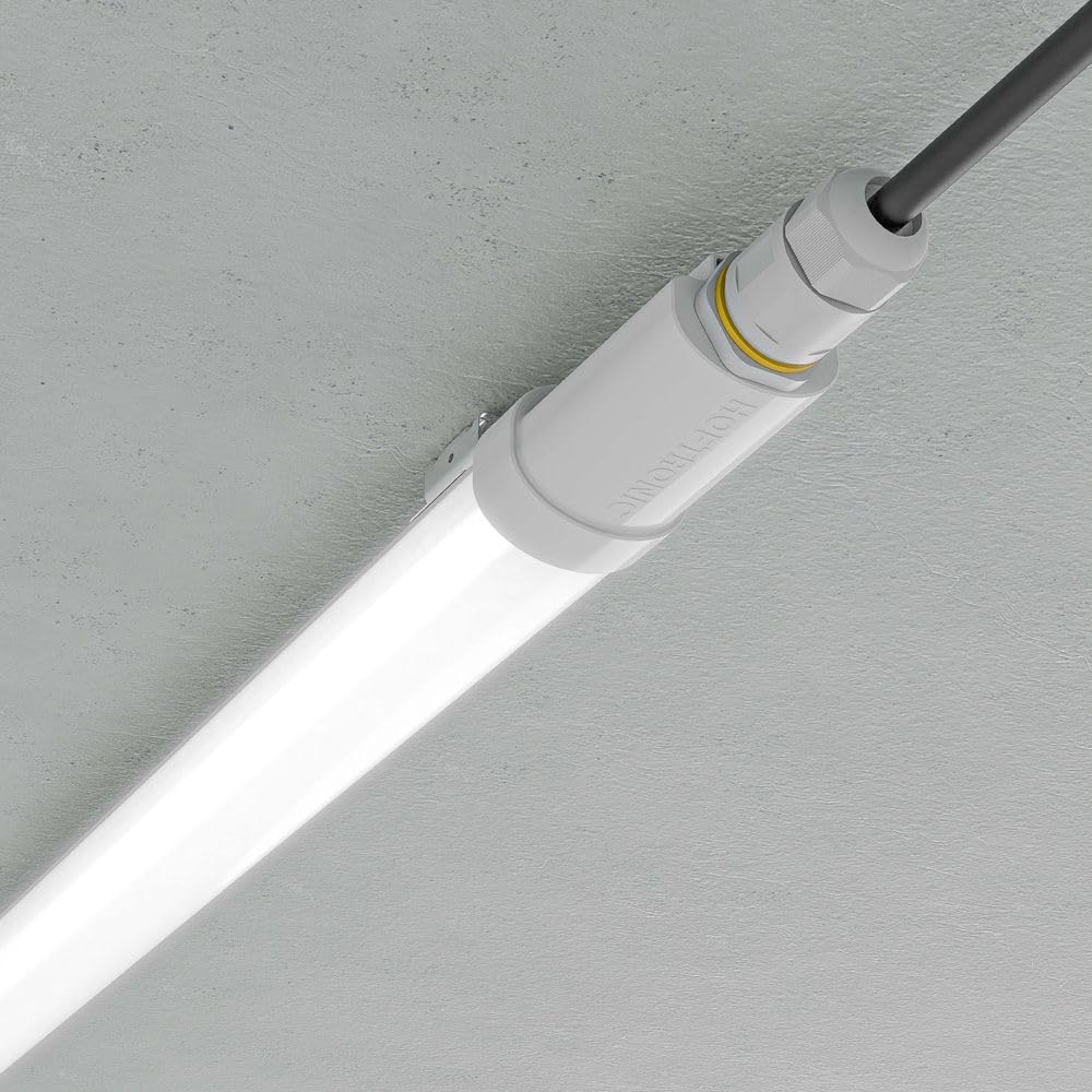 HOFTRONIC Lot de 4 réglettes LED 150 cm intérieur/extérieur - 48 W, 6 720 lumens - blanc lumière du jour 6 500 K - connectables jusqu’à 8 unités - sans scintillement - LED intégrées - R-Series Pro