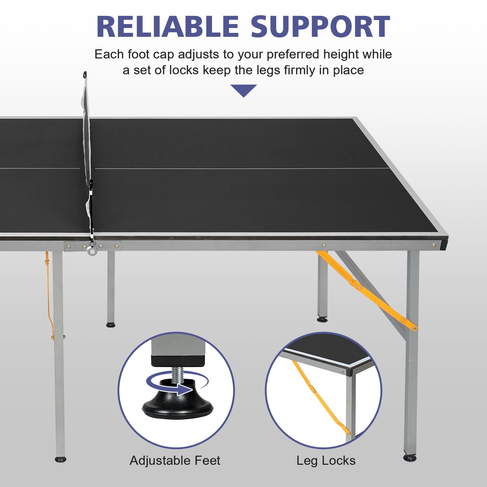 Tavolo da ping pong, 182 x 91 cm, pieghevole, professionale e portatile, con rete, 2 racchette e 4 palline, per interni ed esterni (nero)