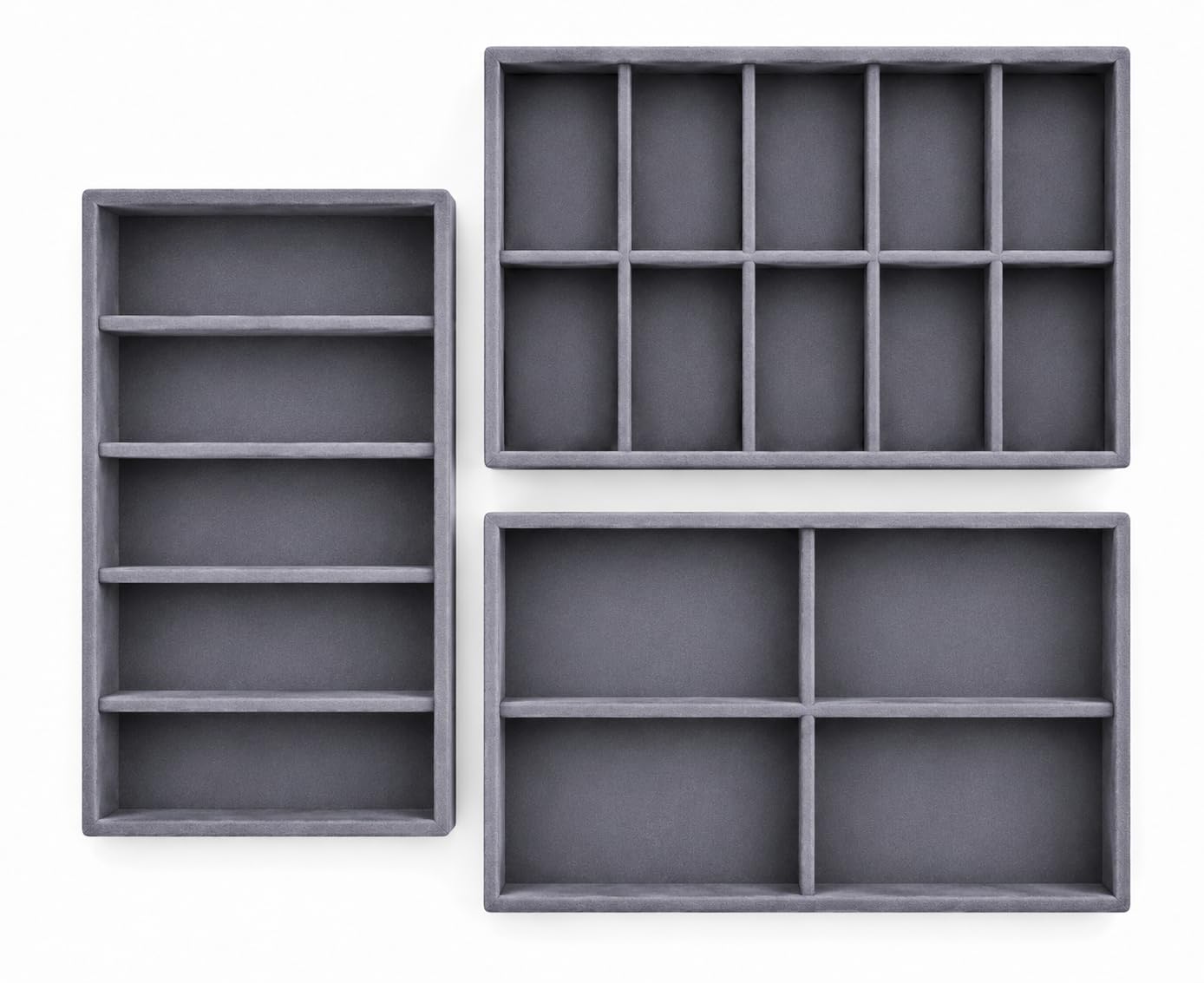 La Trove Bandeja organizadora de piel sintética de alta calidad para reloj, cinturón, corbata, gafas de sol (combo de 3, gris)