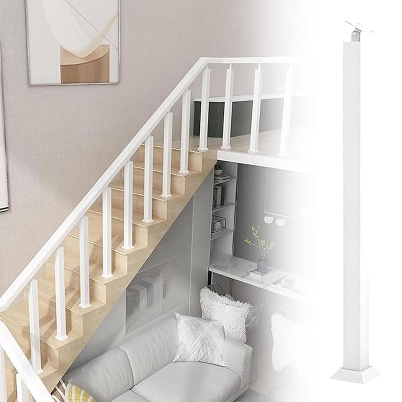 Poteaux de balustrade carrés fer forgé 270° orientables blanc 100 cm pour garde-corps