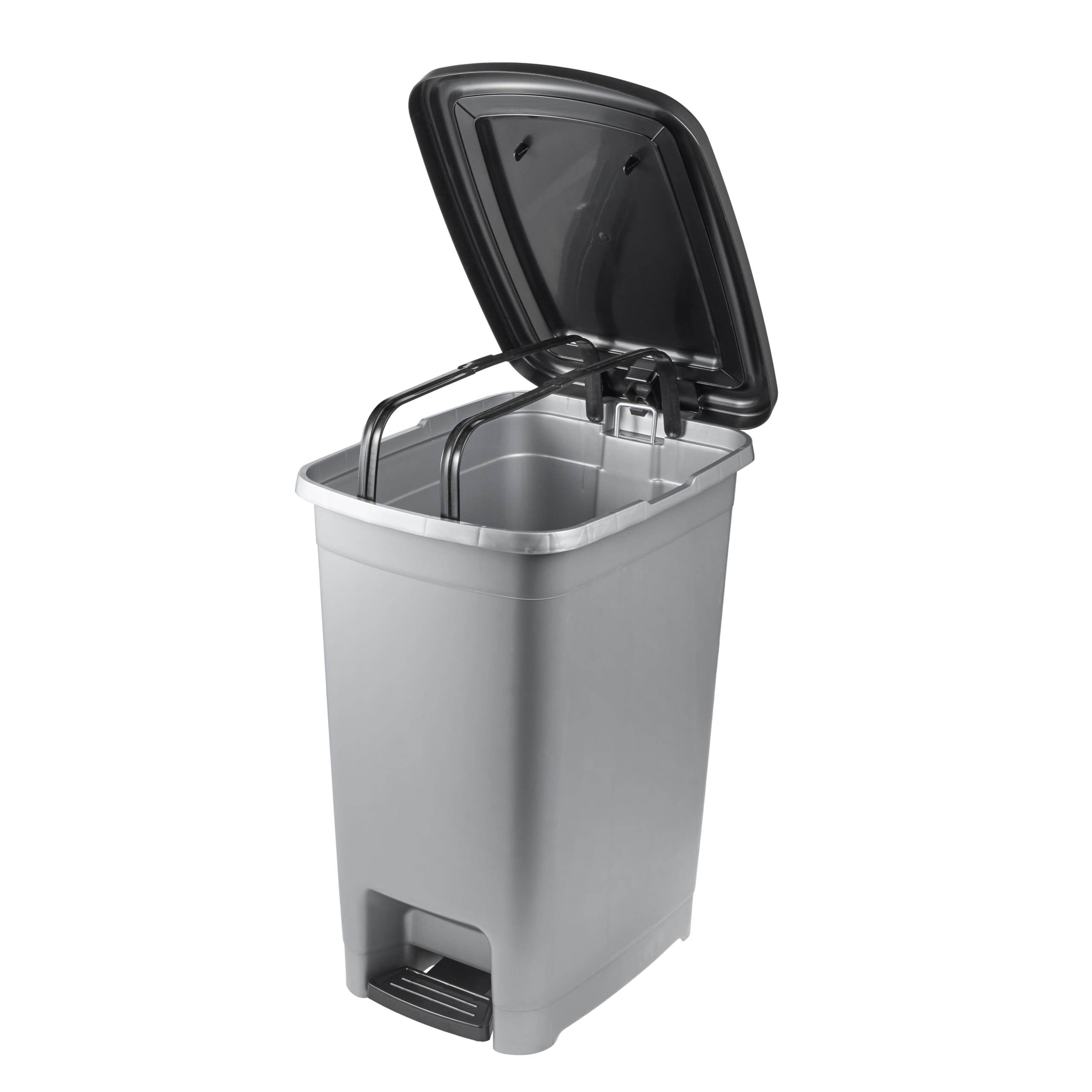 keeeper poubelle à pédale, 40 l, nettoyage facile, pédale d'ouverture et de fermeture hygiénique, poubelle, 32 x 42 x 53 cm, olaf, Light Silver (argent)