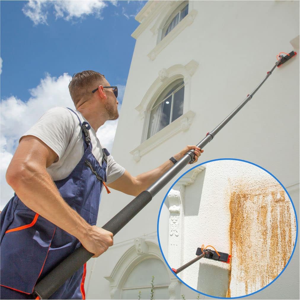 Telescopic Window Cleaning Pole Kit Extendable Brush for Roof Glass Solar Panel Water Fed Equipment for Outdoor 5.4M Length