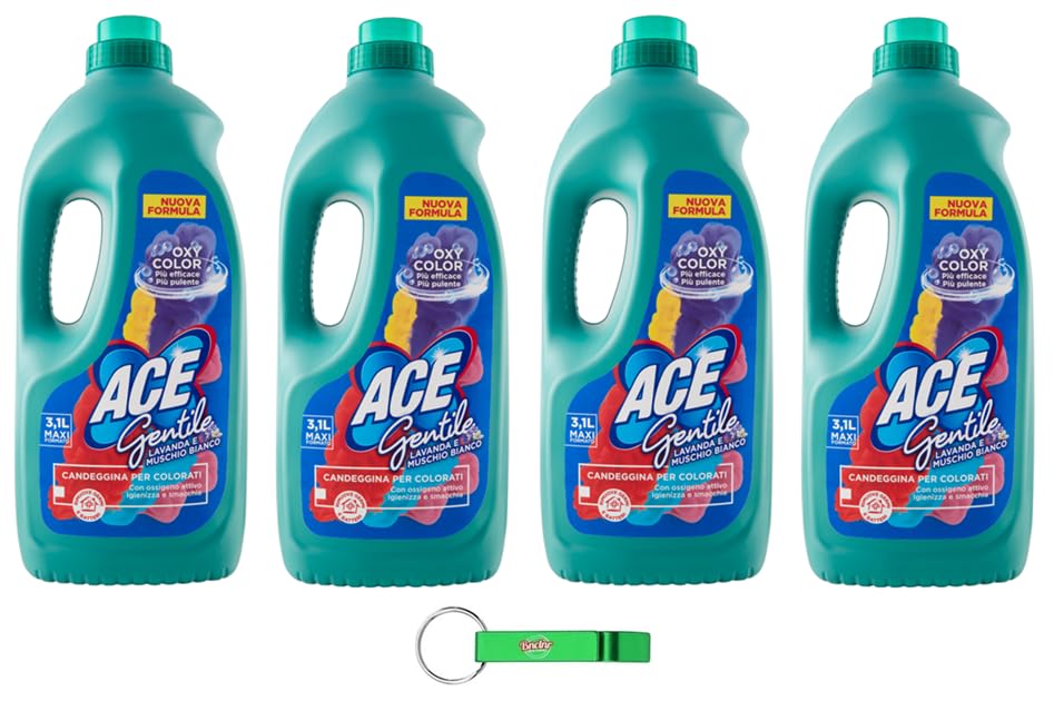 Ace Gentile Candeggina per Colorati, blanqueador para colores, lavanda y almizcle blanco, eficaz contra las manchas, 3100 ml + llavero Beni Culinari gratuito