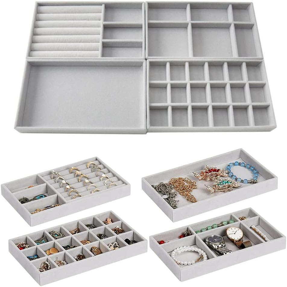 SHUESS Schmucktablett Set - 2-teilig Mit 24 Fächern Für Ordnung Im Schmuckkästchen