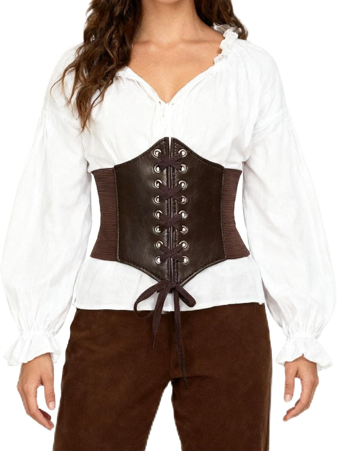Onderborst korset voor dames, piratenkostuum, bovendeel dames, middeleeuws, Vikingkleding, dames, korset, riem, bruin korset, top, piratenleer, Halloween, voor festival, kleding, Viking-accessoires Onderborst korset voor dames, piratenkostuum, bovendeel dames, middeleeuws, Vikingkleding, dames, korset, riem, bruin korset, top, piratenleer, Halloween, voor festival, kleding, Viking-accessoires