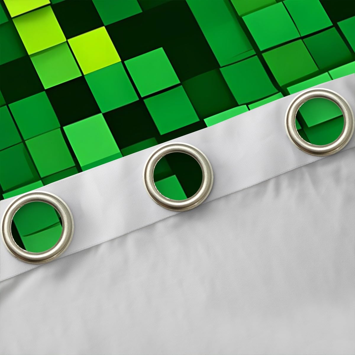 Manfei Pixelated Blocks Miners Rideaux occultants pour fenêtre de jeux vidéo Motif géométrique Patchwork Chambre à coucher Salle de jeux Vert 2 panneaux 117 x 137 cm
