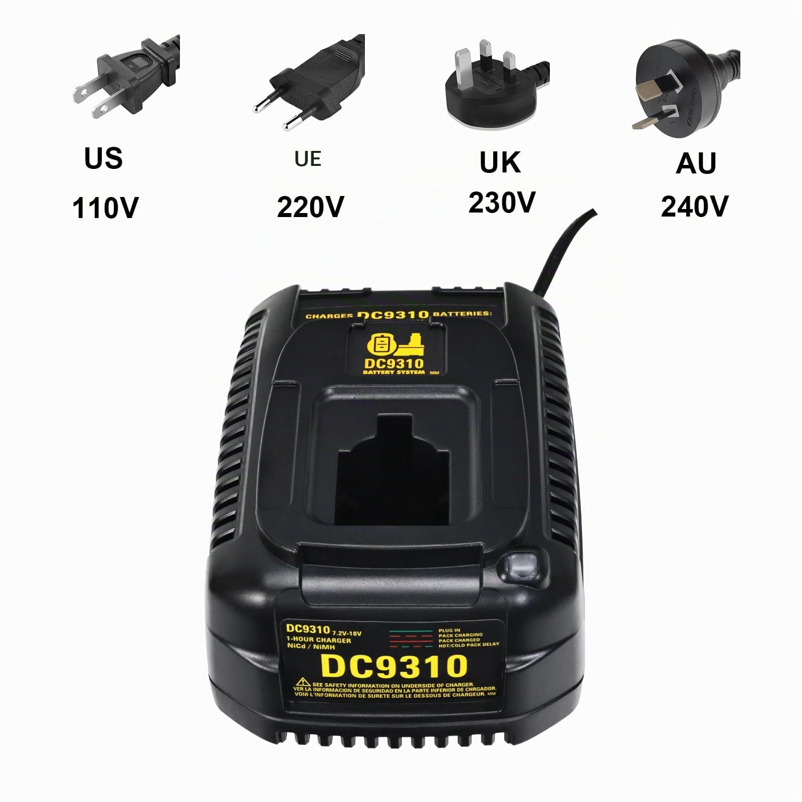 Chargeur Rapide de Batterie/Chargeur de Batterie pour Dewalt DC9310 Chargeur 7.2V-18V NI-CD NI-MH DW9057 DC9071 DC9091 DC9096 Batterie