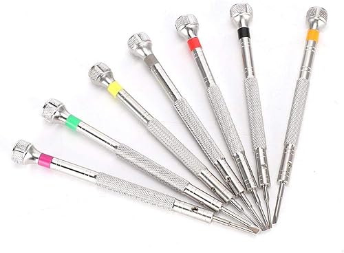 Miniatura 9 de Juego de destornilladores TMISHION, 7 piezas de destornillador ranurado para reparación de relojes, destornillador plano hecho de acero inoxidable