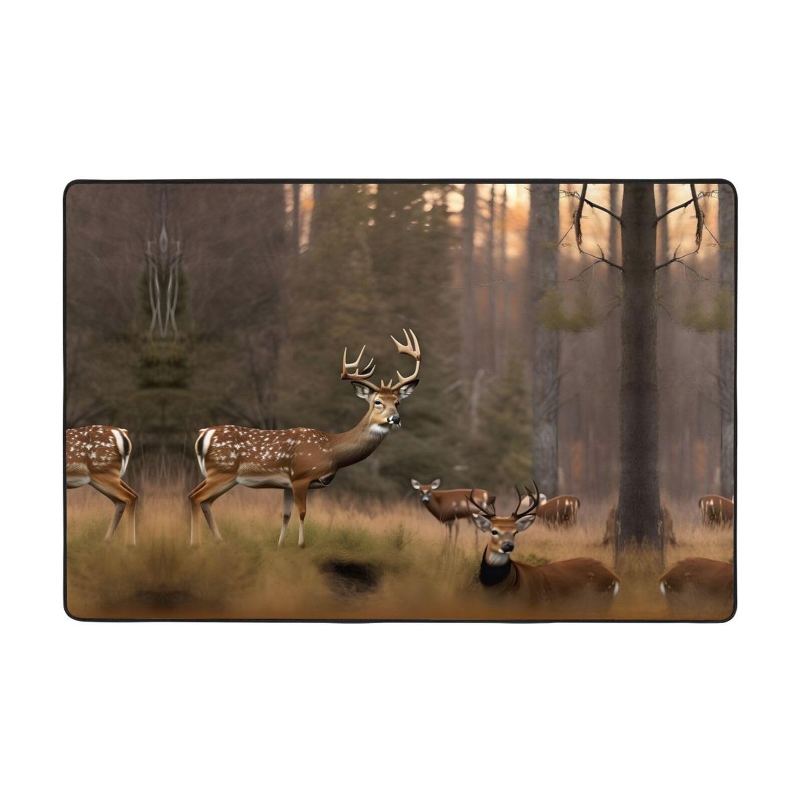 Tapis de chasse au cerf imprimé et super doux pour salon et chambre
