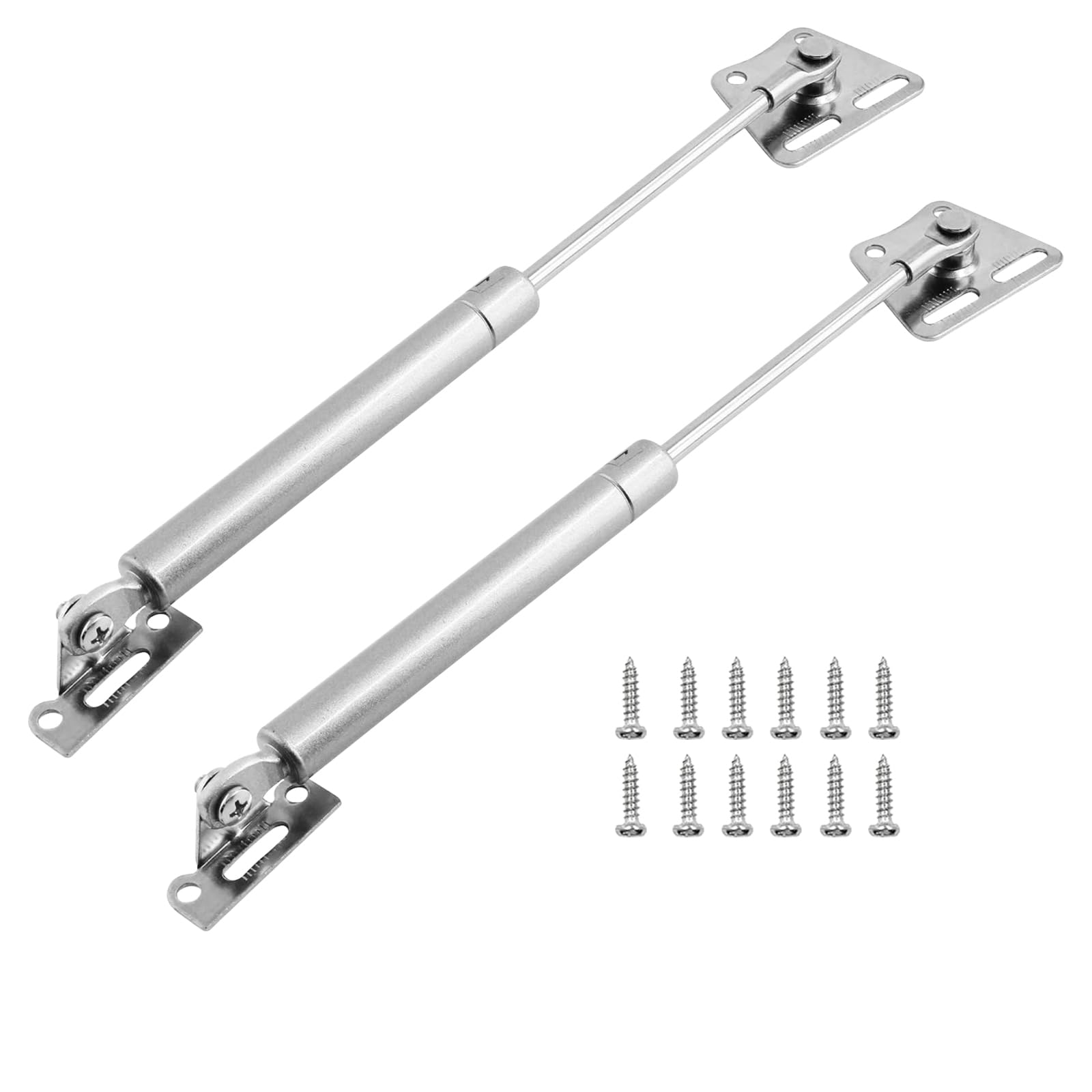 JinBoCheng 2PCS 200n/45lb Gas Struts for Heavy Lid, 10 Inch Gas Spring Hinge,Soft Close Lid Supports,Gas Strut Lift Support,Support Gas Spring Suit for Trap Door Hinges(Silver)