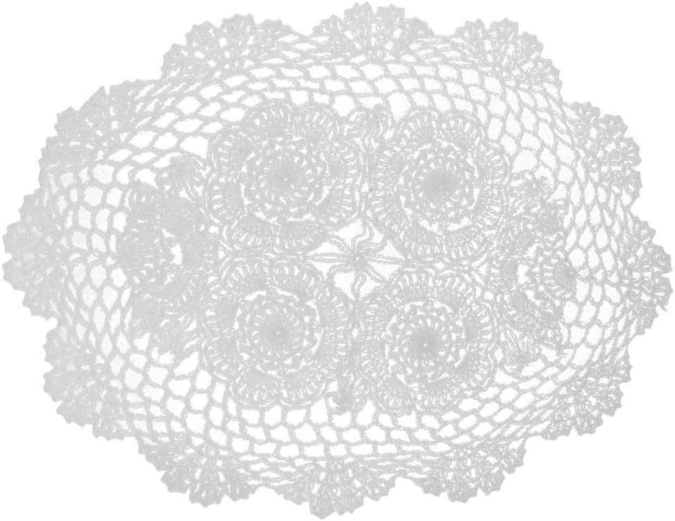 Hand Crochet Lace Doilies Placemat Set - 100% Cotton Table Coasters for Christmas, Wedding, Home Decor - Unique Floral Design, Washable and Reusable - 11.81 x 17.71 Inch, Set of 1