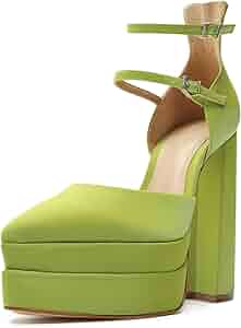 Amazon.com | SCHUTZ Elysee Green Double Platform Ankle Strap