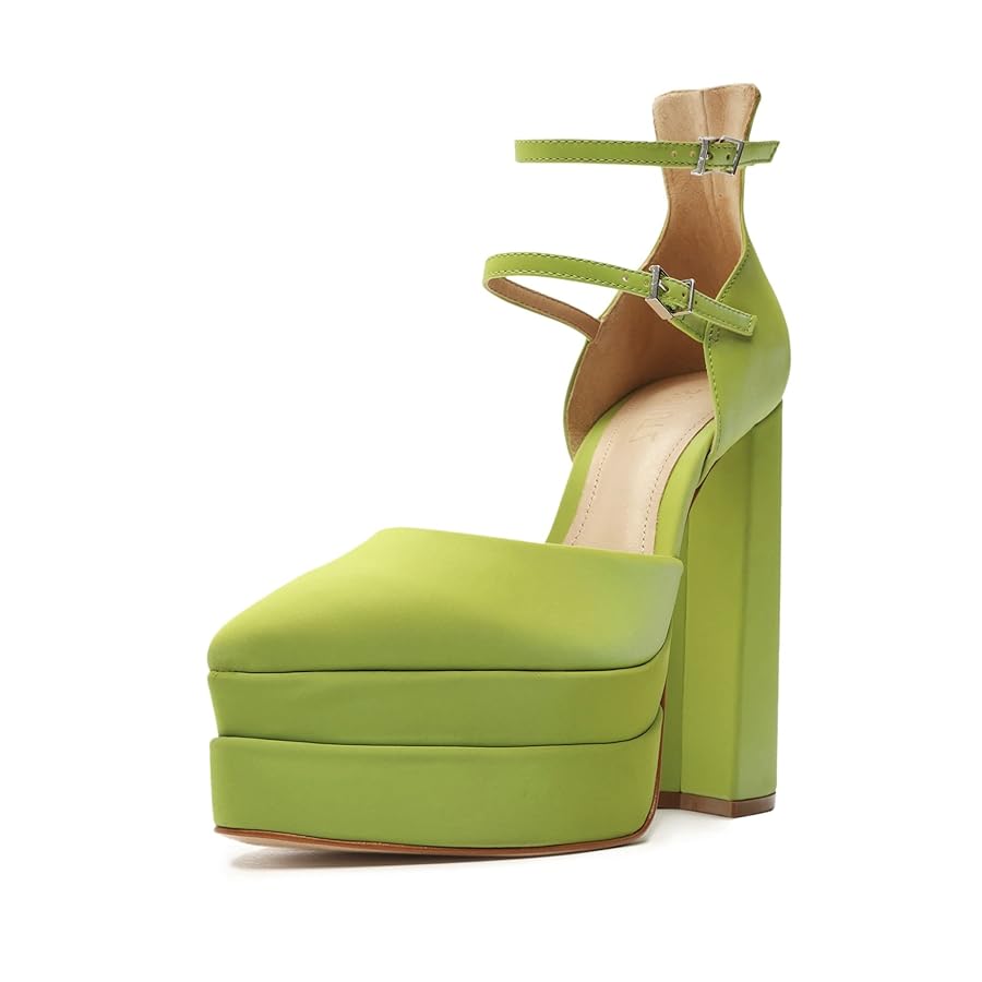 シエリー Amazon.com | SCHUTZ Elysee Green Double Platform Ankle Strap