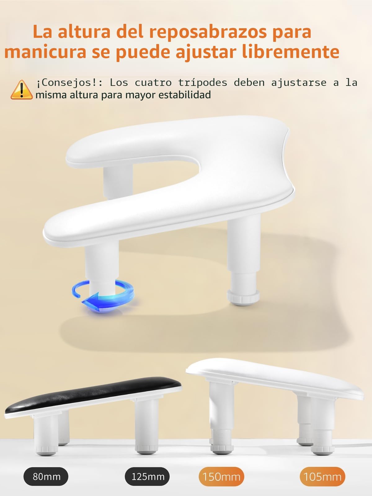 Deciniee Reposabrazos Manicura: En Forma de U Reposa Manos para Manicura - Altura Ajustable Apoya Manos Manicura para Mesa Manicura Profesional - Blanco