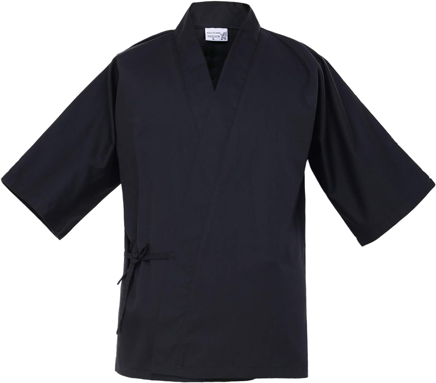 Japanese 3/4 Sleeve Black Chef Coat Men Women Summer Sushi Restaurant Kimono Chef Waiter Work Uniform