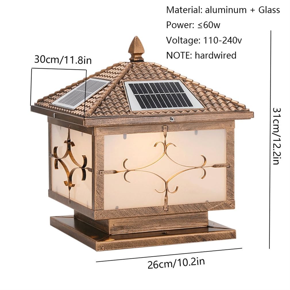 Klasyczne lampy solarne na słupki zewnętrzne szkło duża kolumna lampa wodoodporna oprawa filarowa oświetlenie krajobrazu solarne światła ścieżki światła pokładowe zasilane energią słoneczną do