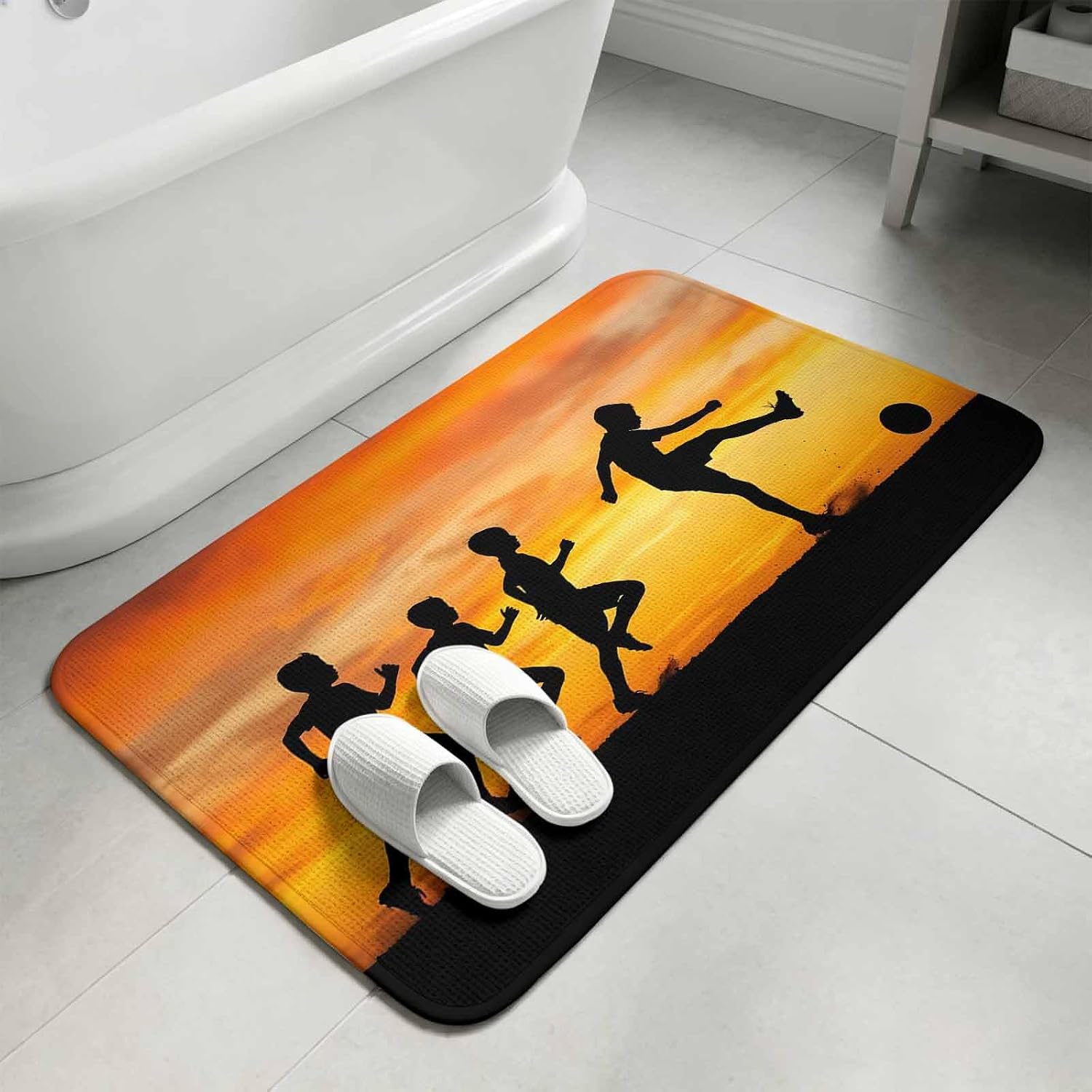 Football Sports Competition Doormat 20"x31",Absorbent Front Door Mat Non Slip Welcome Mat, Sunset Background Indoor Mats Entryway Rug for Bedroom Kitchen Bathroom