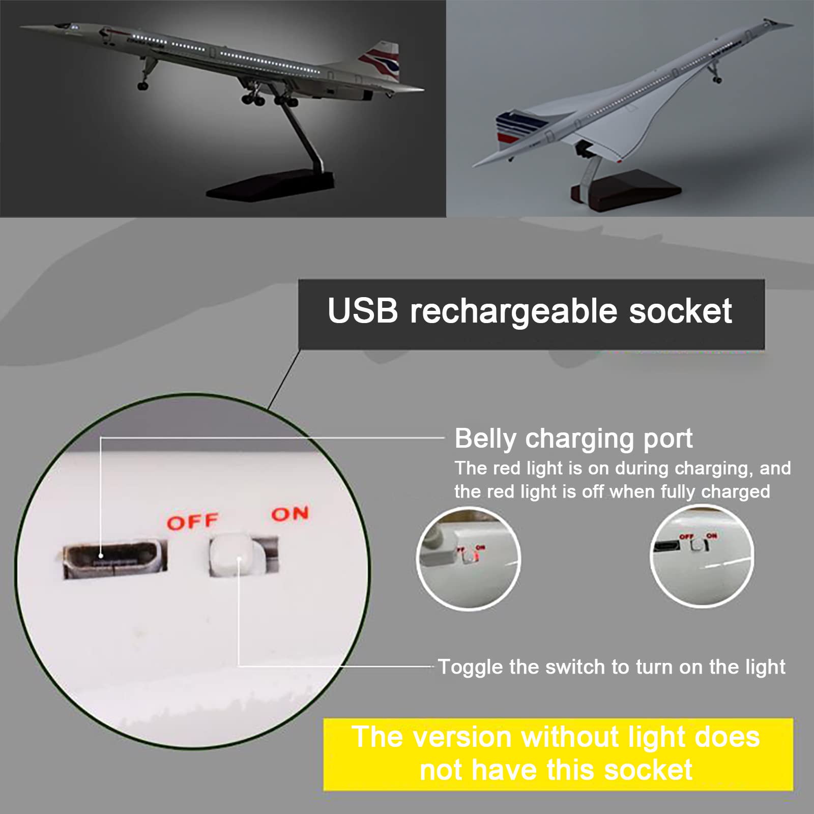AZIZAT 19,7 "1:125 Model samolotu Concorde British Airways Model Jet Kolekcje Wstępnie zbudowane żywiczne modele samolotów Diecast do prezentu kolekcjonerskiego, ulepszone