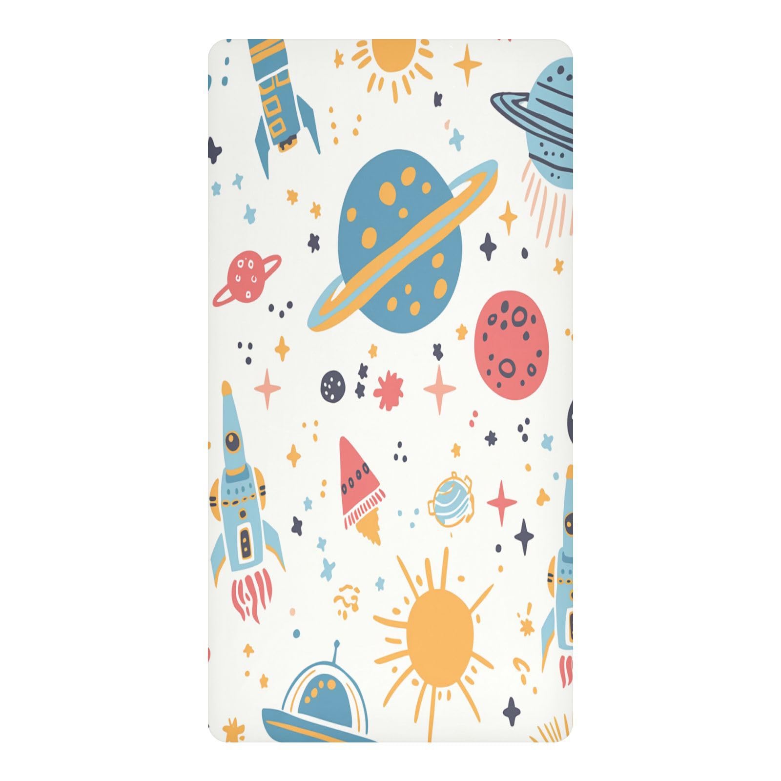 JiangGgen Cartoon Rockets Baby Crib Sheet Soft Breathable for Standard Crib-M