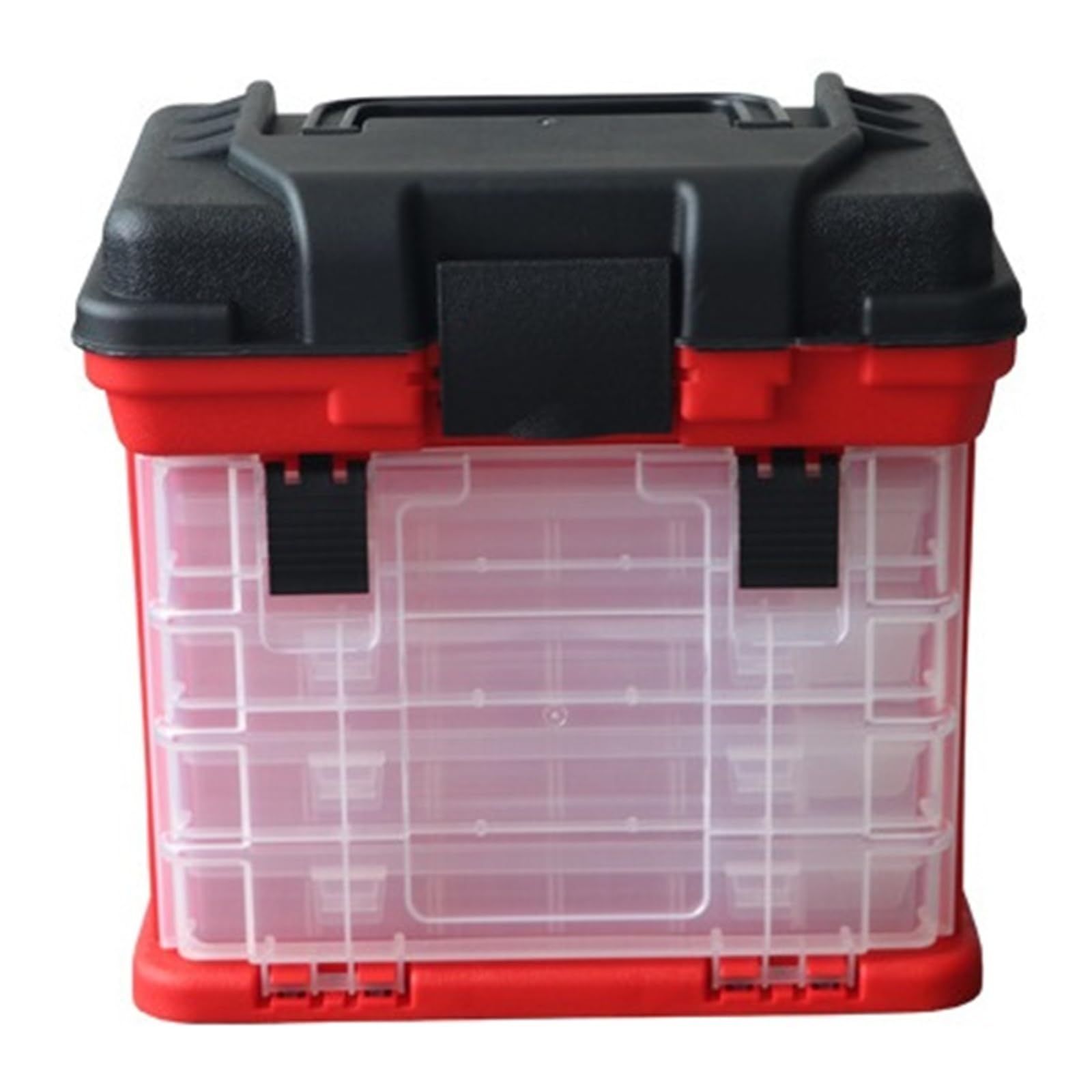 Cassetta Portautensili A 4 Livelli, Organizer Multi Scomparto Minuteria Con Vano Superiore E Scomparto Per Attrezzatura Da Pesca(Red)