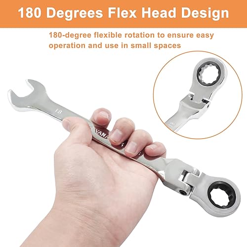 Miniatura 10 de Piutouyar Llave de trinquete de cabeza flexible de 0.315 pulgadas, llave de trinquete métrica profesional, llave combinada, caja de llave inglesa,