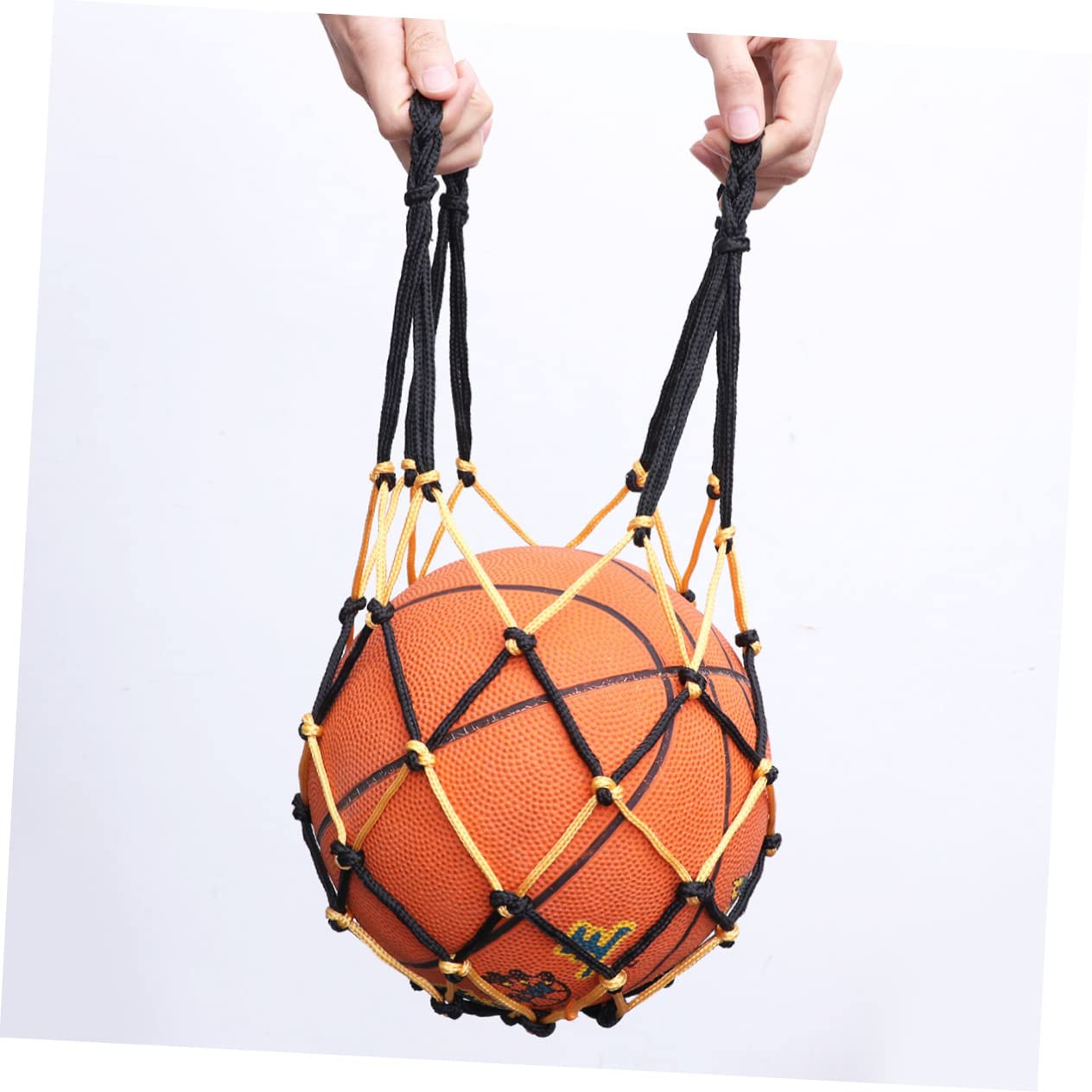 Toddmomy Heavy Duty Nylon Mesh Net Bag for Basketball and Soccer Drawstring Storage Carrier with Durable Design for Sports and Outdoor Activities Yellow and Black