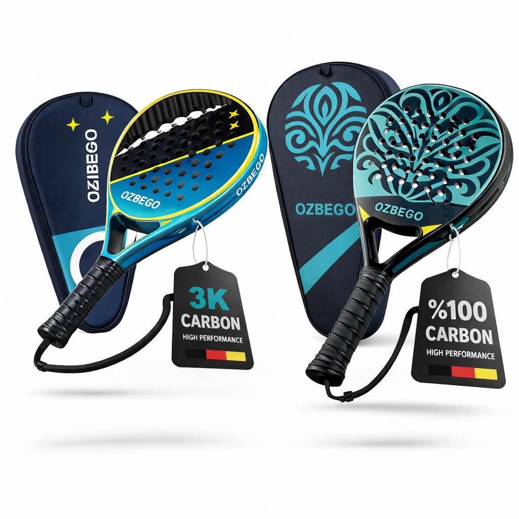 Premium Padel Schläger Set 2er – 3K Carbon Diamond + 100% Carbon – Ultraleicht & Schlagstark inkl. Taschen & Zubehör