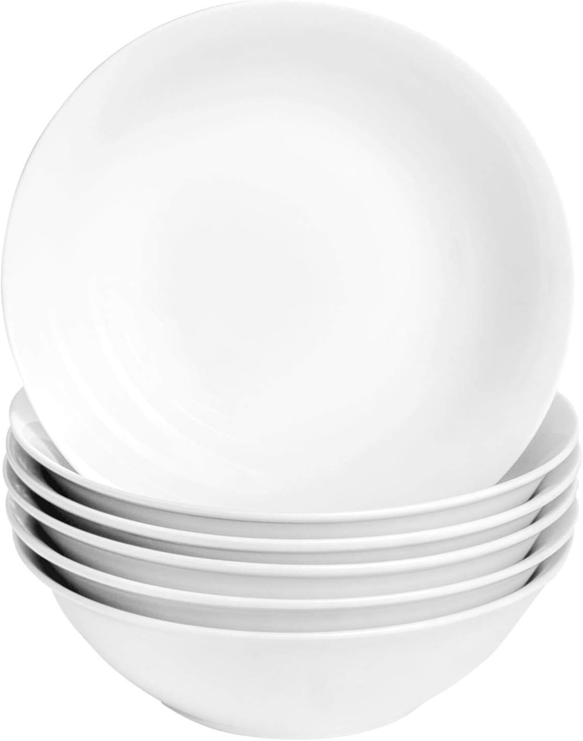 6X White Cereal Bowls 18cm (7") - Classic Breakfast, Soup, Ramen & Dessert Bowls - Durable Everyday Crockery for Home & Restaurants - Microwave & Dishwasher Safe