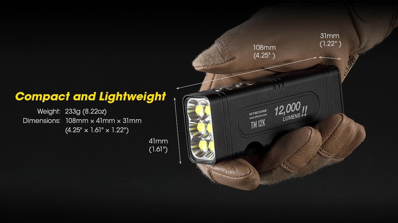 Nitecore TM12K Tiny Monster Type-C Rechargeable Flashlight - 12,000 Lumen Burst Output W/ NB10000 10,000mAh PowerCharger