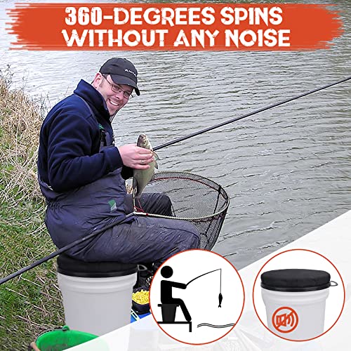 Warbull Bucket Seat 5 Gallon, 360-Degree Swivel Bucket Cushion, Padded Bucket Lid, For Hunting, Ice Fishing, Gardening And Camping, Quiet, Comfortable, Waterproof, Black #TOP4