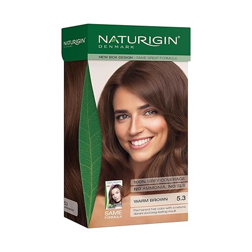 Naturigin Tinte permanente para el cabello, marrón cálido 5.3, sin amoníaco, 100% cobertura de canas, fórmula natural nutritiva, para todo tipo de