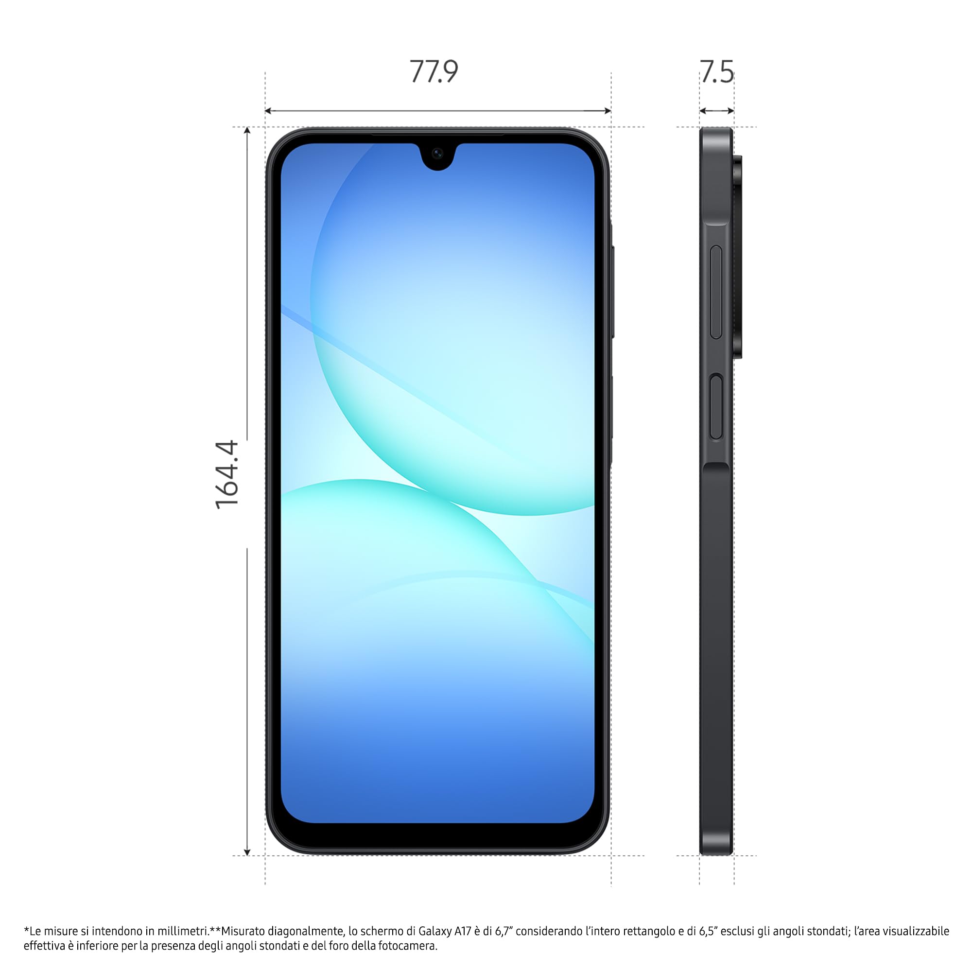 Samsung Galaxy A17 5G, 3 anni di Garanzia del produttore, Android 15, Display Super AMOLED 6.7", 8GB RAM, 256GB, Batteria 5.000 mAh, Resistenza IP54, memoria espandibile, Black [Versione Italiana]