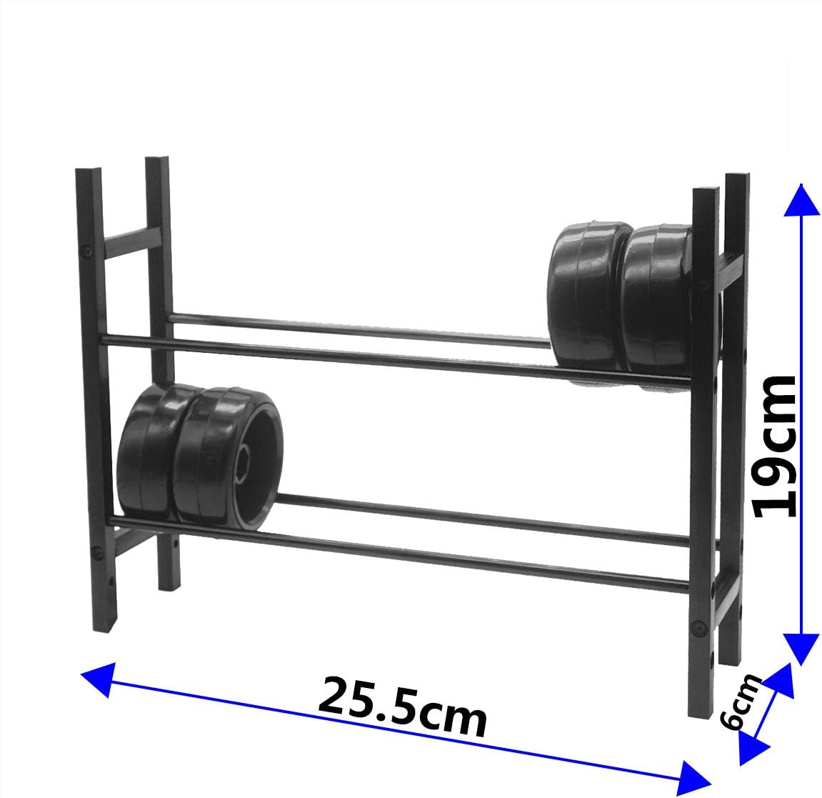 Share Goo RC Car Metal Tire Rack Wheel Tyre Storage Shelf Compatible with Traxxas TRX-4 Axial SCX10 D90 RC Crawler Car 1.9inch 2.2inch Wheel Rim (Black)