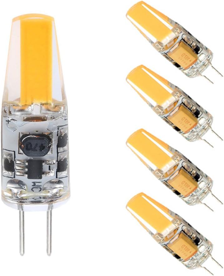 5 Pack 6W G4 LED 12V Dimmable COB Bi-Pin Light Bulb Warm White 3500K, Lighteve Replacements of Halogen/Incandescent G4 25W Led Lamp [Energy Class A++]
