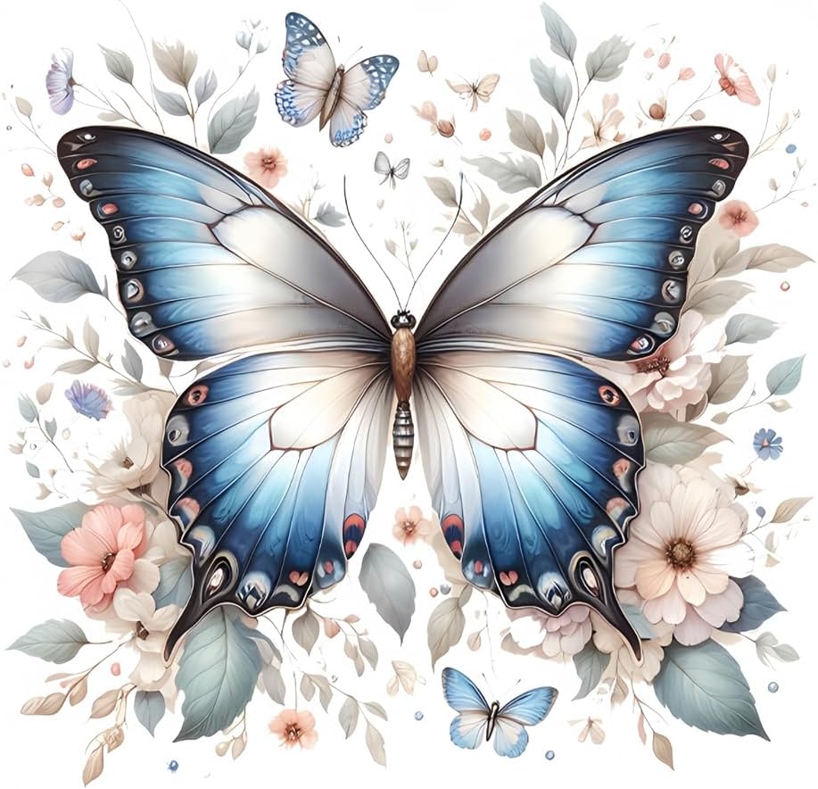 Big Butterfly Flower Toilet Cover Sticker Decals,Flower leaf bird Waterproof Toilet Lid Tank Seat Decals Cistern Self-Adhesive Bathroom Wall Sticker image 5