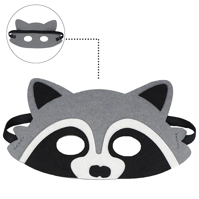 Foto 3 de 8 de Jtnohx Máscaras de Animales de Fieltro Máscaras de Halloween Mapache