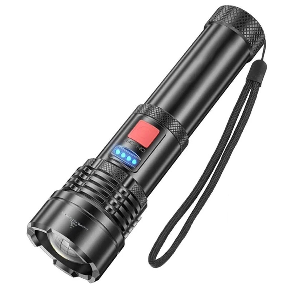 XAUCY High Power Zoom Circular Beam High Bright Flashlight USB Rechargeable Home Outdoor Hiking Travel Camping Hunting Fishing Patrol Torch(A)