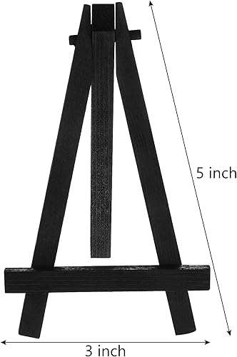 Vista 2 de Chuangdi 12 caballetes de exhibición de madera color negro, soporte para lienzos pequeños, tarjetas, fotos, avisos, etc. (5 pulgadas)