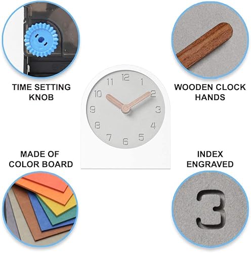Miniatura 4 de Reloj de madera silencioso sin tictac, funciona con pilas, decorativo, pequeño, analógico, moderno, para escritorio, mesa, mesa, reloj para el
