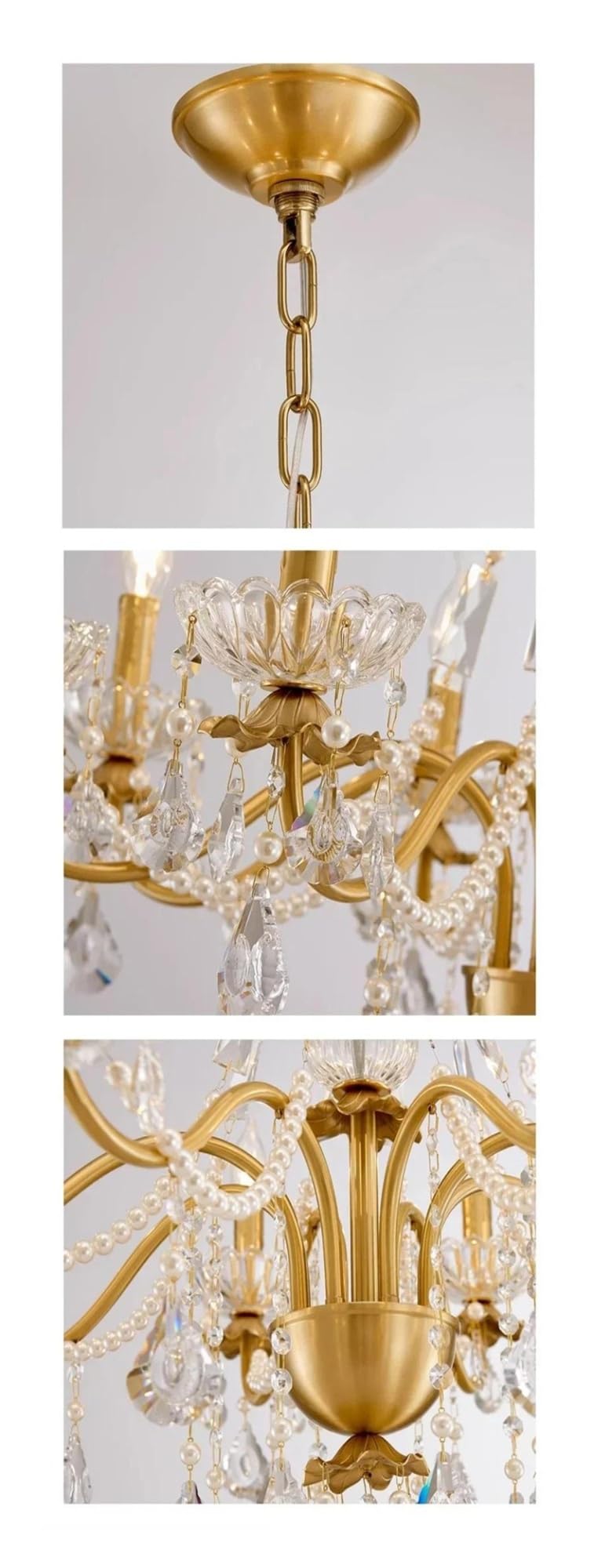 Genérico Lámparas de araña, Lámpara de araña moderna cristal latón dorado y lujoso for sala estar, comedor, dormitorio, velas, lustre, decoración, lámparas colgantes(Warm light,6lights)