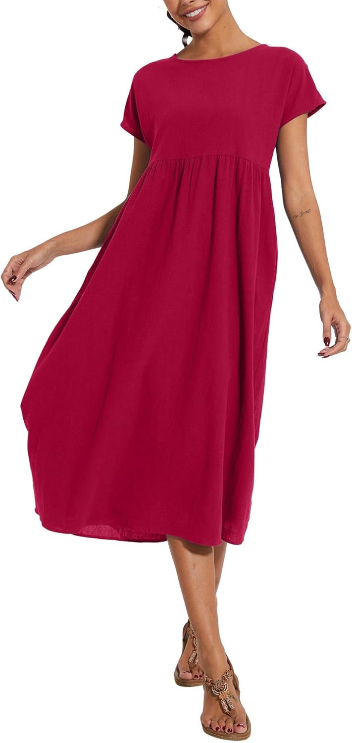 Boho Maxi Dress Floral Cap Sleeve High Waist Smocked Flowy Casual Church Summer Long Womens Tshirt Dress - Image 3