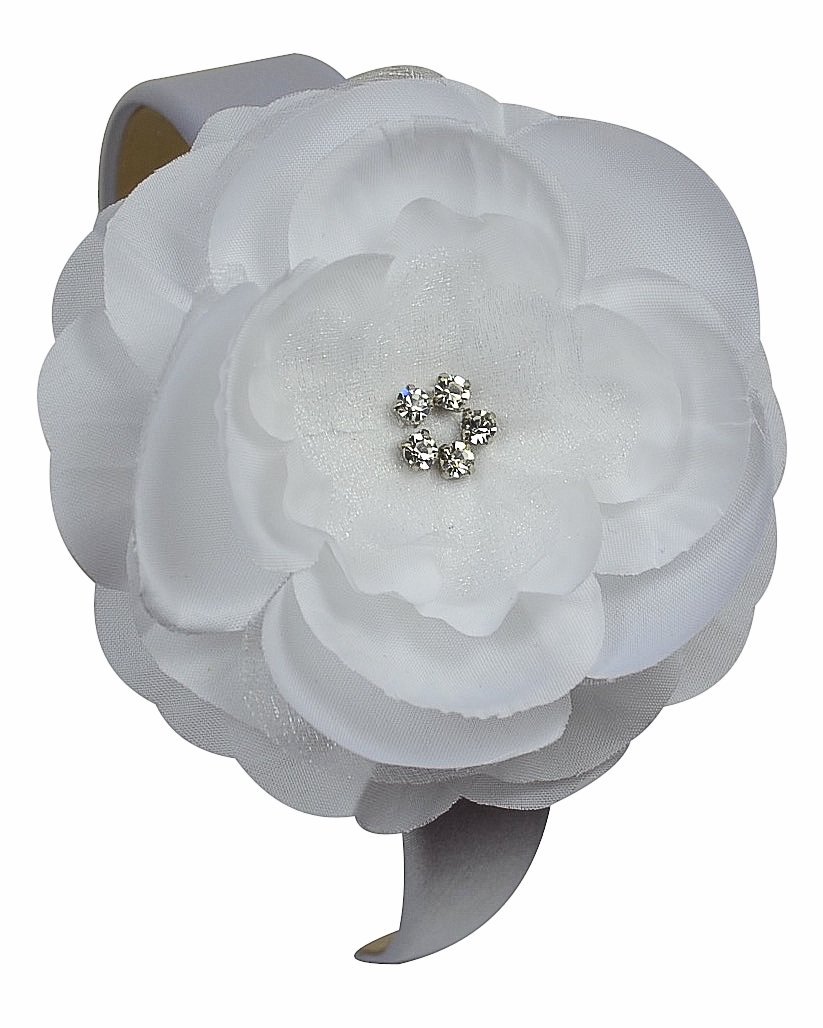 Emma Silk Flower Girls Arch Headband (White)