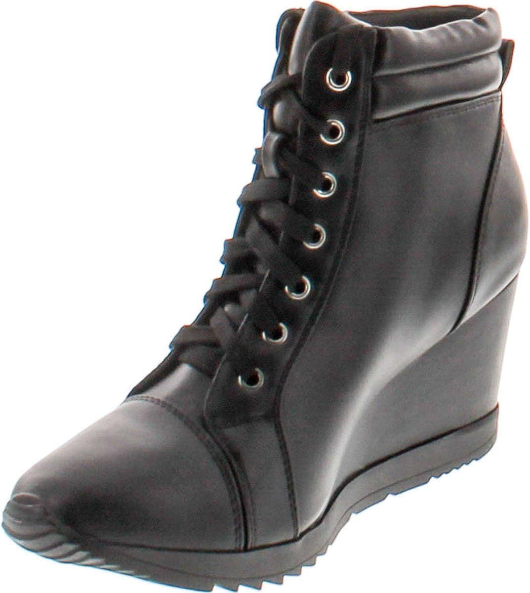Forever Adriana11 Women Sporty Leatherette Lace-Up High Top Wedge Sneaker Bootie Shoes