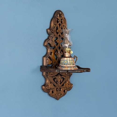 Miniatura 4 de Candelabros rústicos para colgar en la pared, estante de madera para lámparas y velas, portavelas, estantes de granja