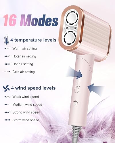 Miniatura 8 de Secador de pelo iónico profesional de alta velocidad – 260,000 rpm, motor de alta velocidad dual sin escobillas, secador de pelo para secado rápido