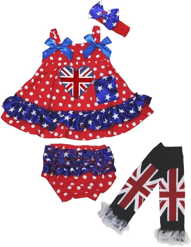 Petitebella UK Heart Red Dots Stars Swing Top Bloomer Leg Warmer Nb-24m